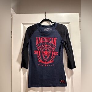 American Fighter Women’s Raglan Shirt - Black and Red